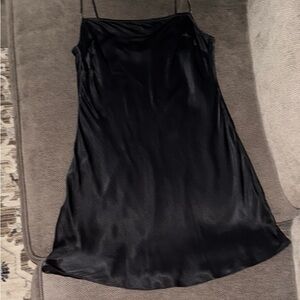 Aritzia Wilfred Black Satin Slip Dress with rhinestone straps XS